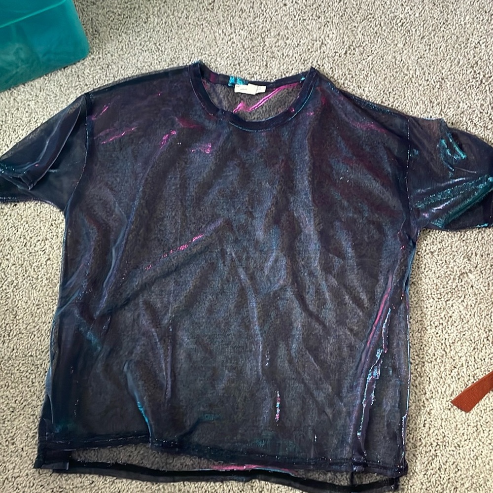 Urban Outfitters Mesh Purple Blue T-Shirt Size S